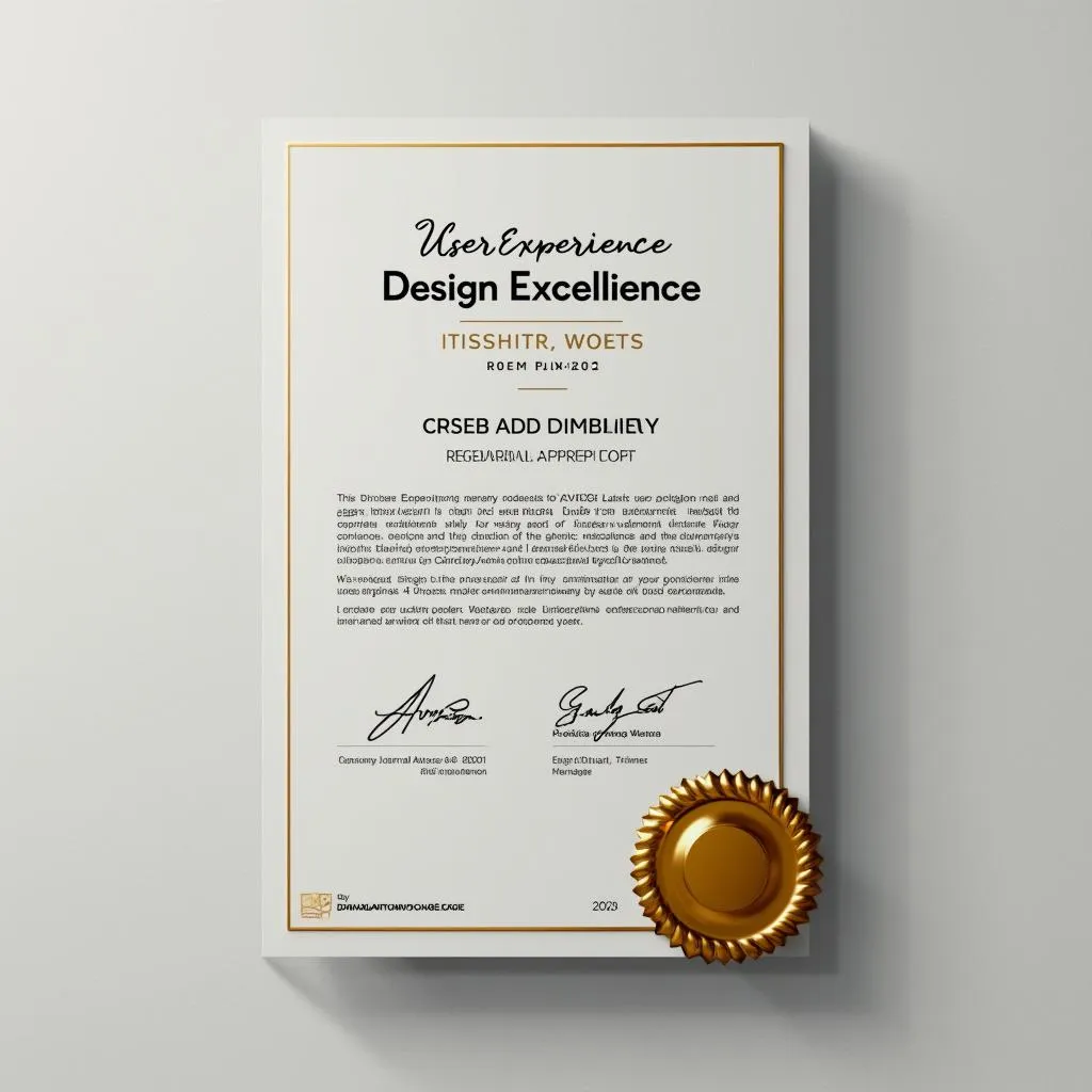 User Experience Design Award Certificate